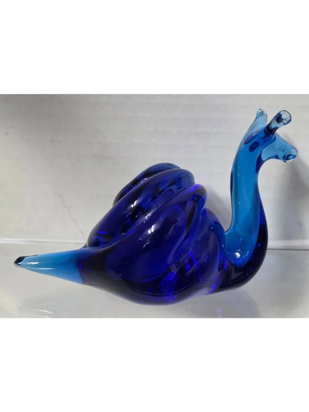 Cobalt Blue Art Glass Snail Figurine Paperweight Hand Blown 5